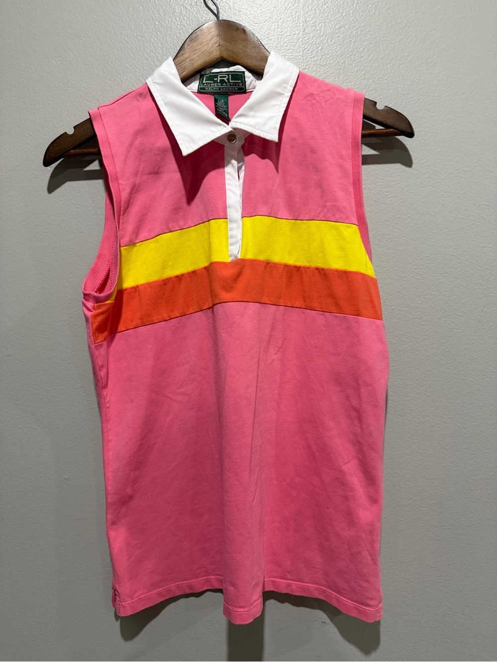 Lauren Ralph Lauren Active Pink Sleeveless Golf Polo size L